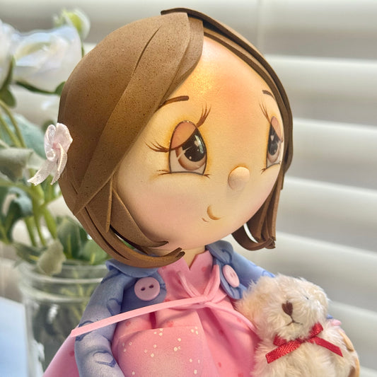 Emma: Sweet Fofucha Doll with Teddy Bear 🧸✨(Muñeca Fofucha Emma con Osito de Peluche)