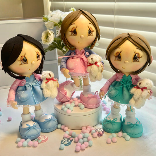 Emma: Sweet Fofucha Doll with Teddy Bear 🧸✨(Muñeca Fofucha Emma con Osito de Peluche)