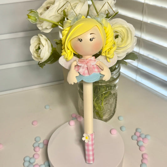 Golden Sunshine Fairy Fofupluma – Handcrafted Decorative Pen (Fofupluma Hada Rayo de Sol – Bolígrafo Decorativo Hecho a Mano)